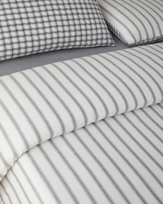 Swirl Check İpliği Boyalı Tek Kişilik Çarşaflı Nevresim Takımı 160x220 cm Siyah