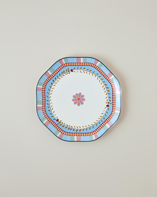 Timeless Botanica New Bone Pasta Tabağı 20 cm Pembe - Mavi