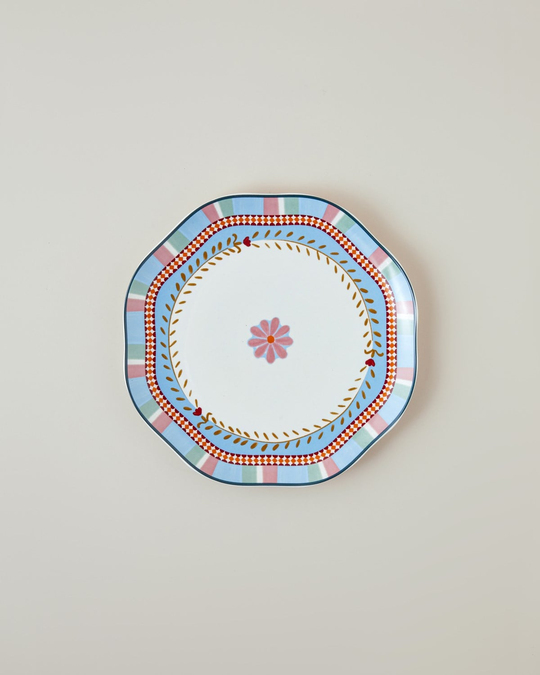 Timeless Botanica New Bone Pasta Tabağı 20 cm Pembe - Mavi