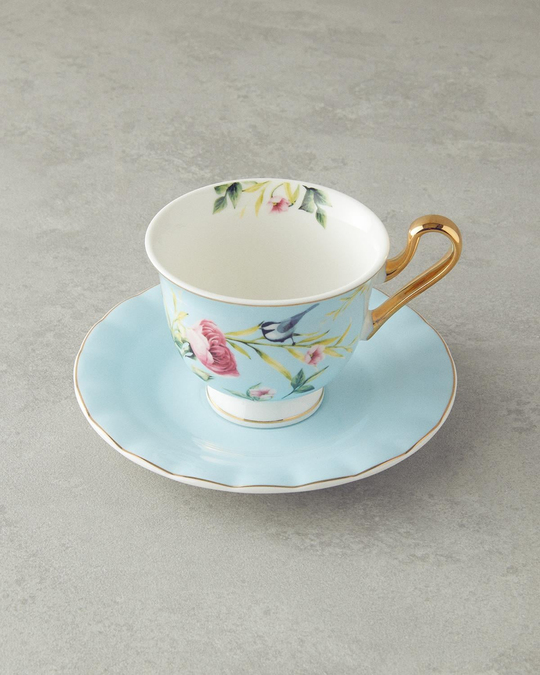 Vanilla New Bone China Çay Fincan Takımı 4 Parça 2 Kişilik Açık Mavi