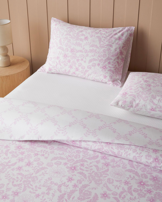 Vionne Kolay Ütülenir Çift Kişilik Çarşaflı Nevresim Takımı 200x220 cm Fuşya