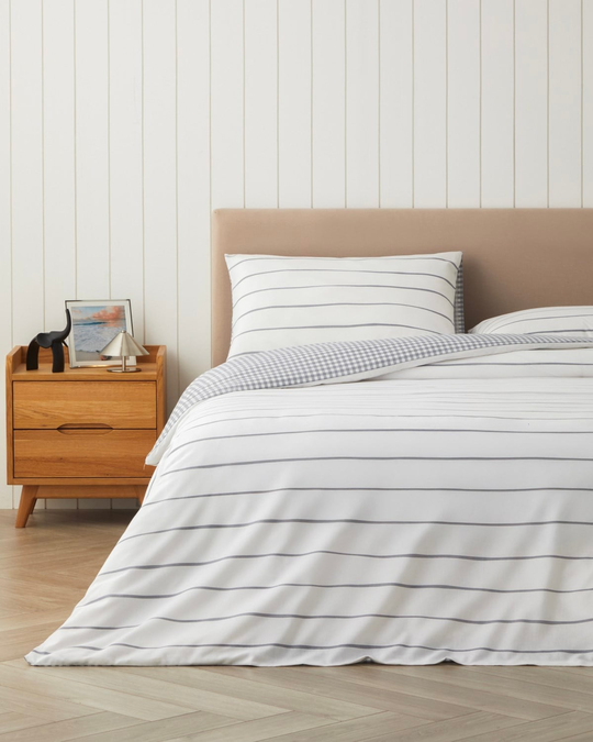 Wavy Kolay Ütülenir Çarşaflı Çift Kişilik Nevresim Takımı 200x220 cm Koyu Gri