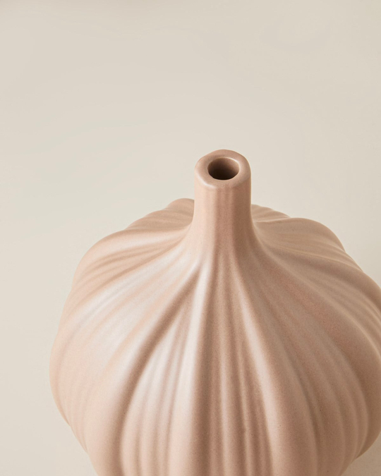 Wavy Stoneware Vazo 14 cm Bej