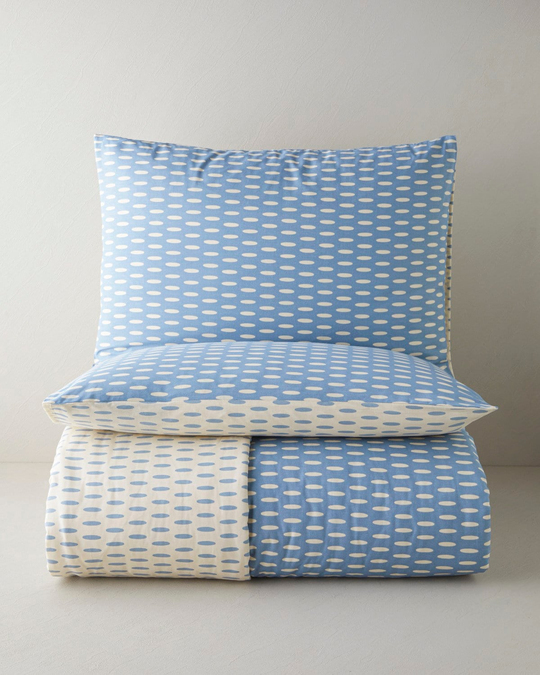 Whisper Dots Pamuklu Çift Kişilik Nevresim Seti 200x220 cm Mavi - Krem
