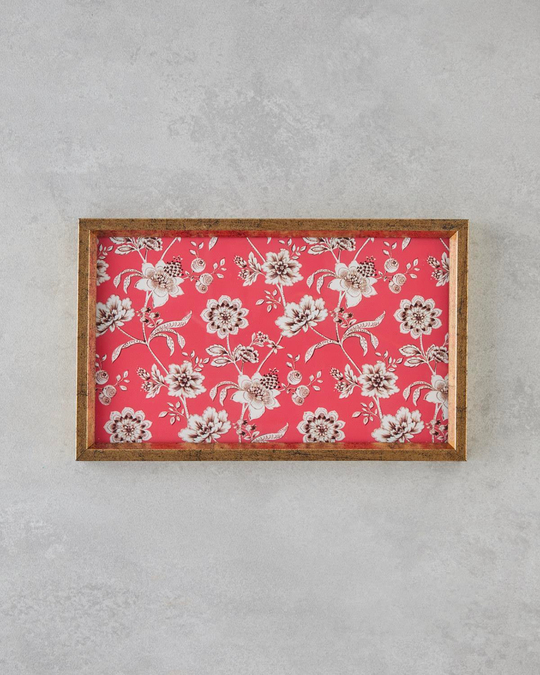 Woody Bergamot Dekoratif Tepsi 16x26 cm Kırmızı