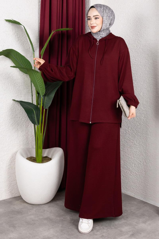 Kapüşon Detaylı Modal Takım BORDO