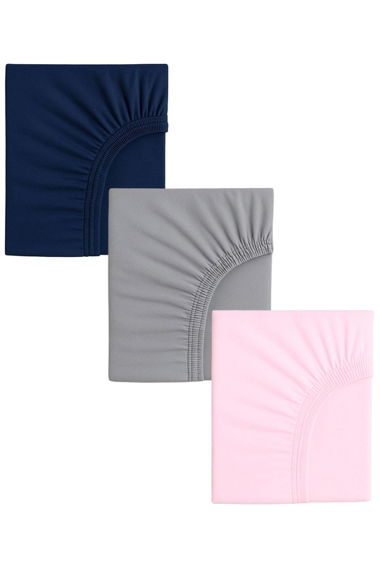 3 Adet Pamuklu ve Lastikli 60 x 120 x 15 cm Penye Bebek Çarşaf