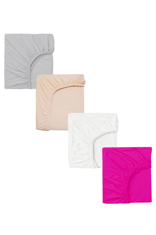 4 Adet Pamuklu ve Lastikli 60 x 120 x 15 cm Penye Bebek Çarşaf