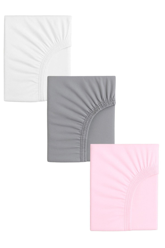 3 Adet 40 x 80 + 10 cm Anne Yanı Lastikli Penye Kumaş Bebek Çarşafı