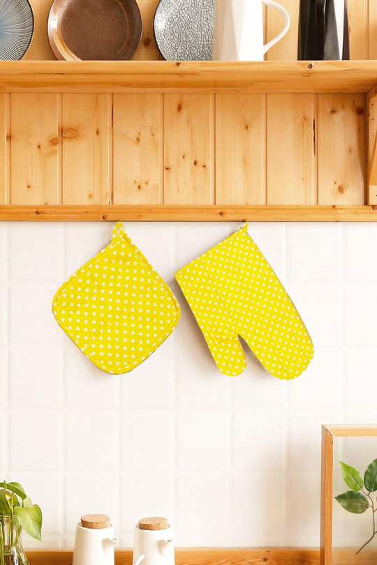 Pamuklu Fırın Eldiveni Ve Tutacak Seti 20x20 - 19x30 Cm