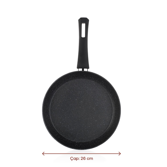 Schafer Black Stone 3 lü Tava Seti 18Cm+22Cm+26Cm-Siyah