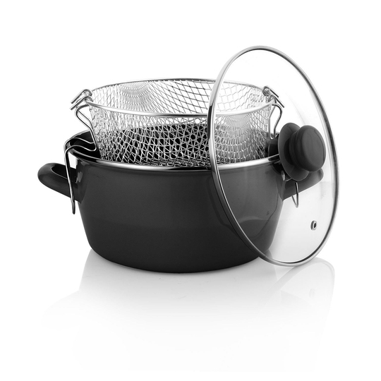 Schafer Fry Çıtır Kızartma Tenceresi 22 Cm-3 Parça-Siyah