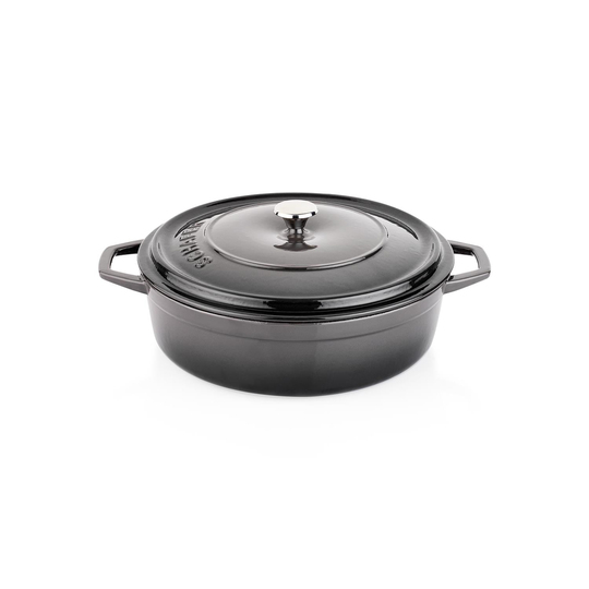 Schafer Guss Chef Döküm Basık Tencere 28Cm-2 Parça-Gri