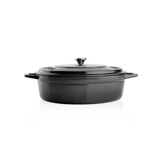 Schafer Guss Chef Döküm Basık Tencere 28Cm-2 Parça-Gri