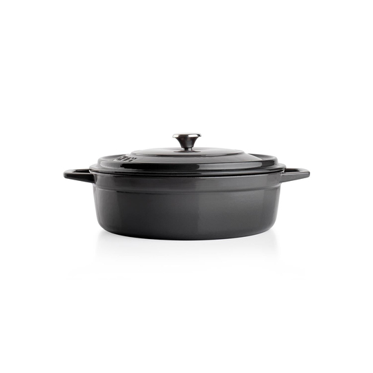 Schafer Guss Chef Döküm Basık Tencere 26Cm-2 Parça-Gri