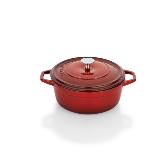 Schafer Guss Chef Döküm Derin Tencere 20Cm-2 Parça-Kırmızı