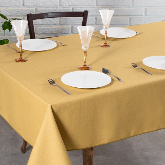 Schafer Home Bianca Keten Polyester Masa Örtüsü 160x250 Cm-Açık Hardal