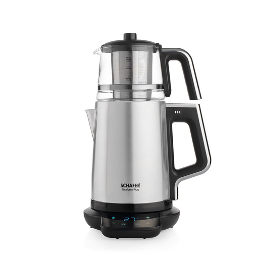 Schafer Teaform Plus Dijital Paslanmaz Çay Makinesi-Inox/Cam Demlik