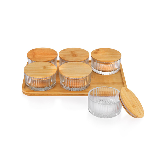 Schafer Woodart Çizgili Cam 6 Lı Kahvaltılık