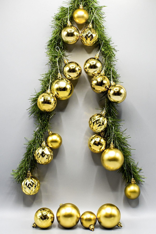 20li Karışık Desenli Yılbaşı Süsü Gold Cici Top