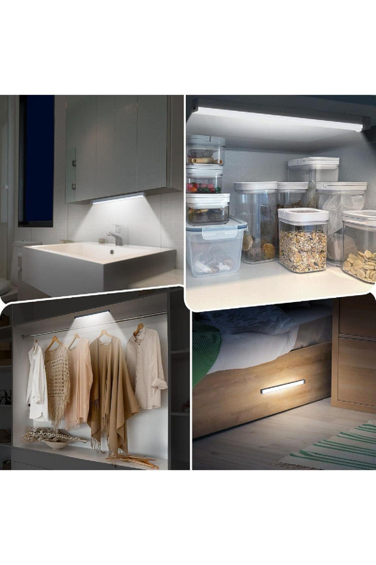 30 Cm Sensörlü Şarjlı Şerit Led Işık 3in1 Beyaz-Gün Işığı-Nötr Renk