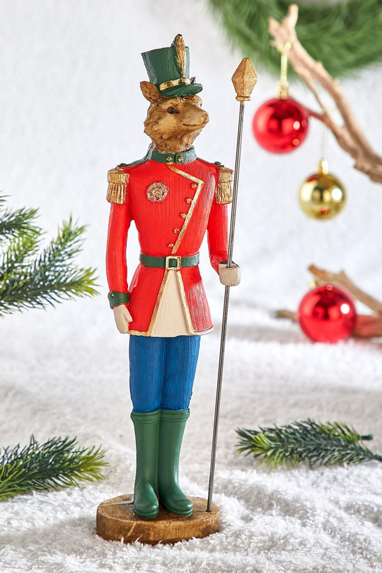 34cm Yılbaşı Dekoratif Kedi Asker Figürü