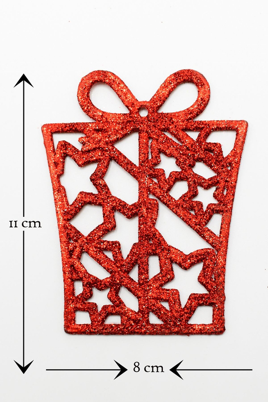 3lü Hediye Paketi Gold-gümüş-kırmızı Yılbaşı Çam Ağacı Süsü 11*8cm