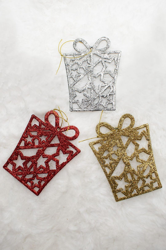 3lü Hediye Paketi Gold-gümüş-kırmızı Yılbaşı Çam Ağacı Süsü 11*8cm