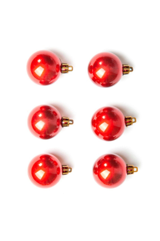 6lı Yılbaşı Çam Ağacı Topu 4cm Kırmızı