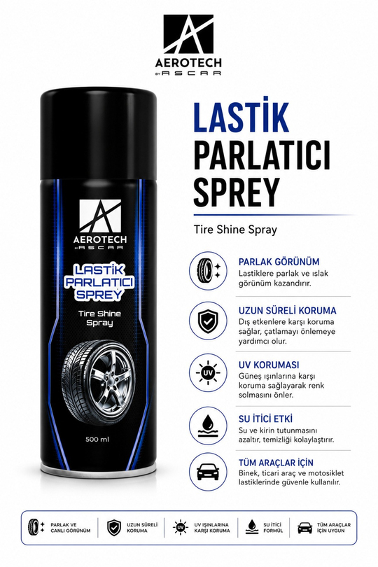 AEROTECH LASTİK PARLATICI SPREY 500 ML