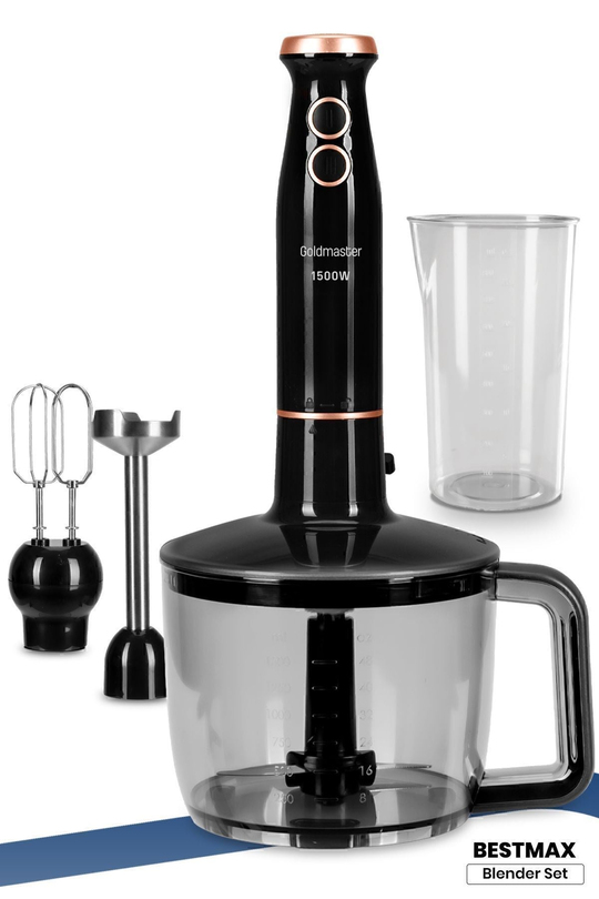 Bestmax Siyah Gold Geniş Hazneli 1500w Paslanmaz Çelik 3in1 Multi Blender
