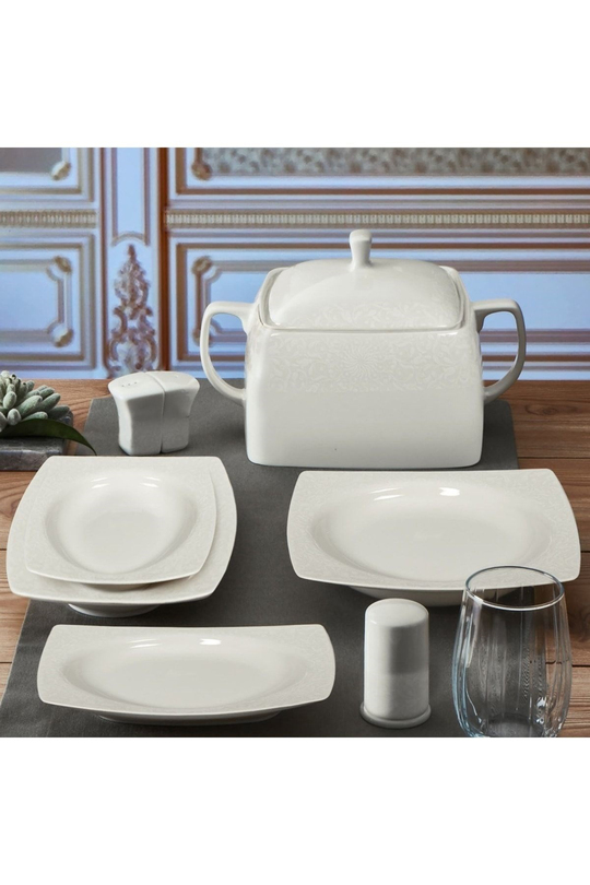 Carolıne 62 Parça Kare Bone Yemek Takımı - 6109