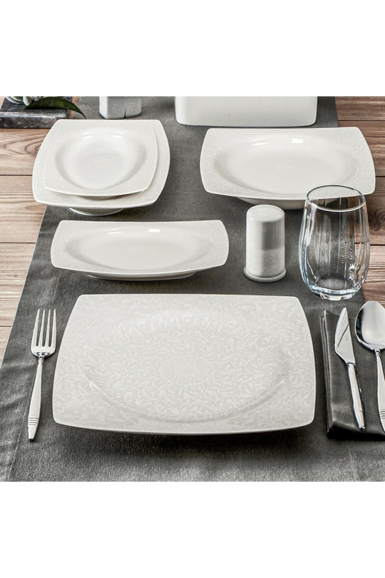 Carolıne 62 Parça Kare Bone Yemek Takımı - 6109