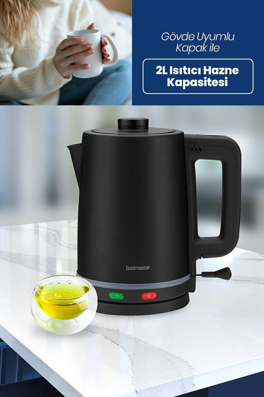 Chaidem Xl 2200 Watt Paslanmaz Çelik Damlatmaz Çelik Çay Makinesi Ve Su Isıtıcısı Siyah