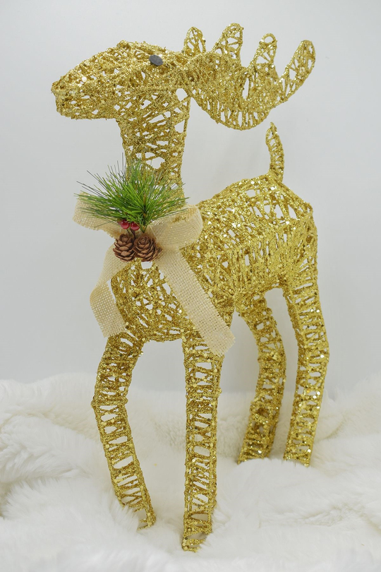 Gold Dekoratif Tel 3d Geyik Yılbaşı Süsü