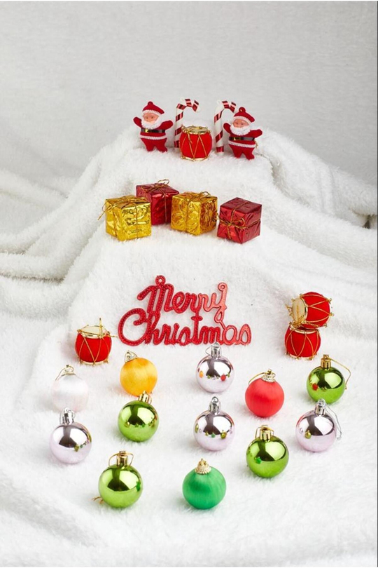 Merry Christmas Karışık Yılbaşı Süs Paketi 5cm Xxl