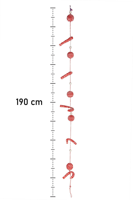 Premium Collection Luxury 190cm XL Şeker Kamışı-Top Süs Dekoratif Yılbaşı Süsü