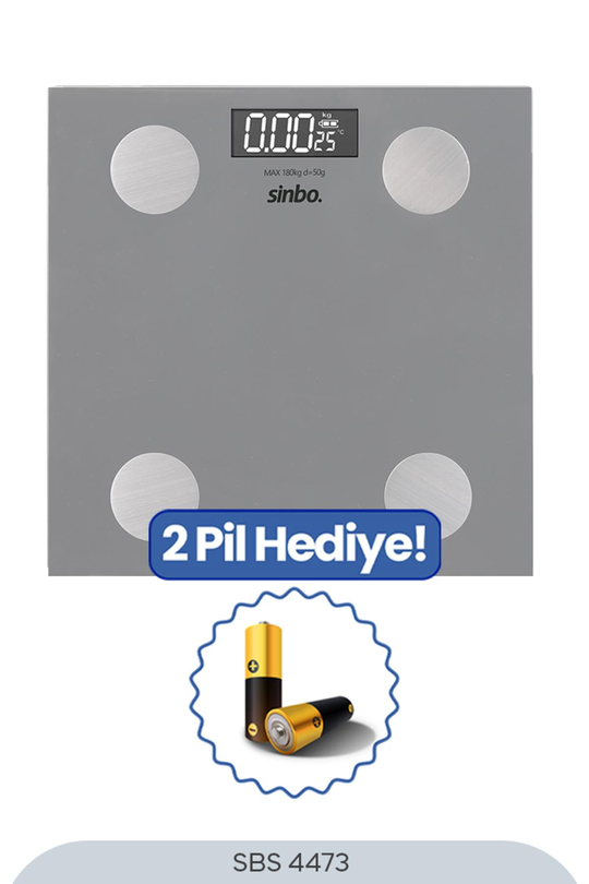 Sinbo SBS-4473 Bluetooth Dijital Yağ Su Kas Vücut Kitle Endeksi Kilo Ölçer Tartı Baskül