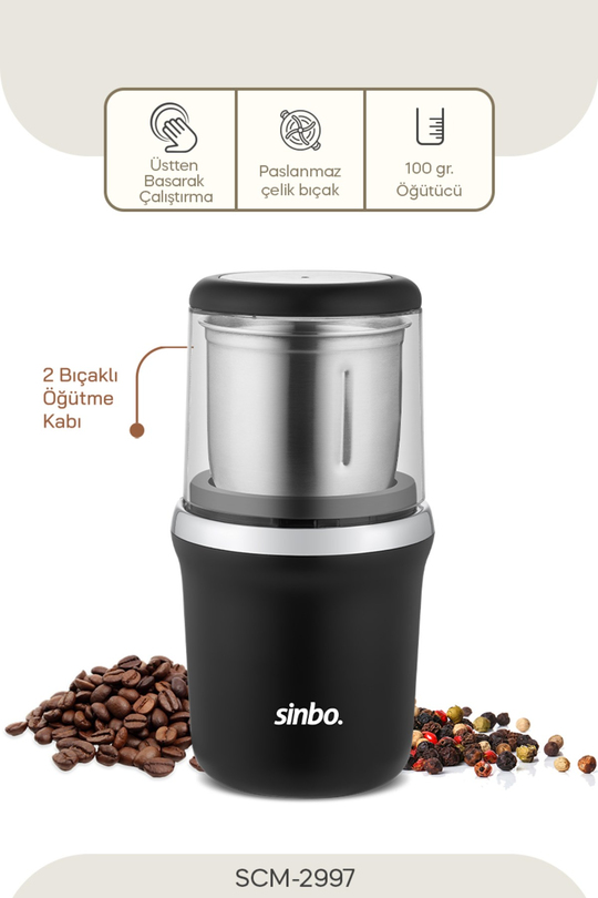 Sinbo SCM-2997 Kahve ve Baharat Öğütücü Krom