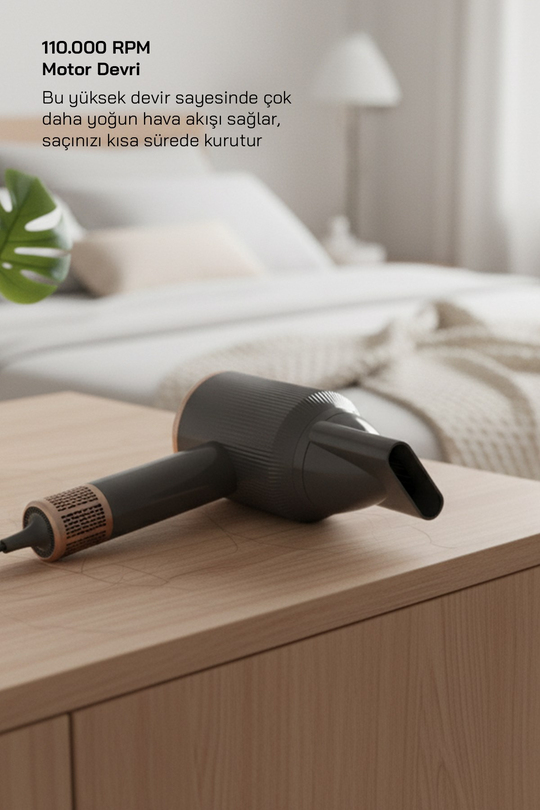 Sinbo SHD 1726 Saç Kurutma Mak. 1600W BLDC Turbo Motor, 3 Hız 4 Sıcaklık Ayarlı, 360°Manyetik Başlık
