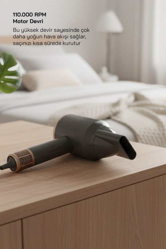Sinbo SHD 1726 Saç Kurutma Mak. 1600W BLDC Turbo Motor, 3 Hız 4 Sıcaklık Ayarlı, 360°Manyetik Başlık