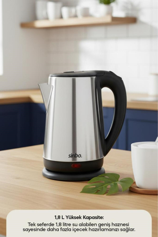 Sinbo SK-8026 1500 W 1.8 Lt Çelik Kettle Su Isıtıcı 360 Derece