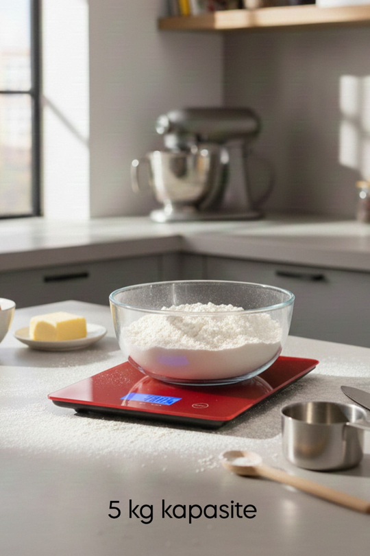 Sinbo Sks-4519 Dijital Hassas Led Göstergeli Cam Gövde Kırmızı Mutfak Tartısı
