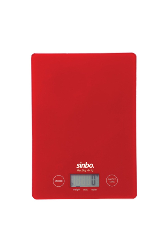 Sinbo Sks-4519 Dijital Hassas Led Göstergeli Cam Gövde Kırmızı Mutfak Tartısı