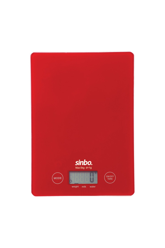 Sinbo Sks-4519 Dijital Hassas Led Göstergeli Cam Gövde Kırmızı Mutfak Tartısı