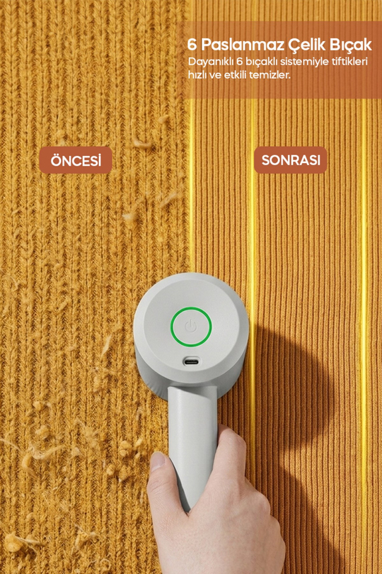Sinbo SS-4076 Şarjlı Tiftik Temizleyici, 6 Çelik Bıçaklı, Type-C Şarjlı, Roller Başlıklı