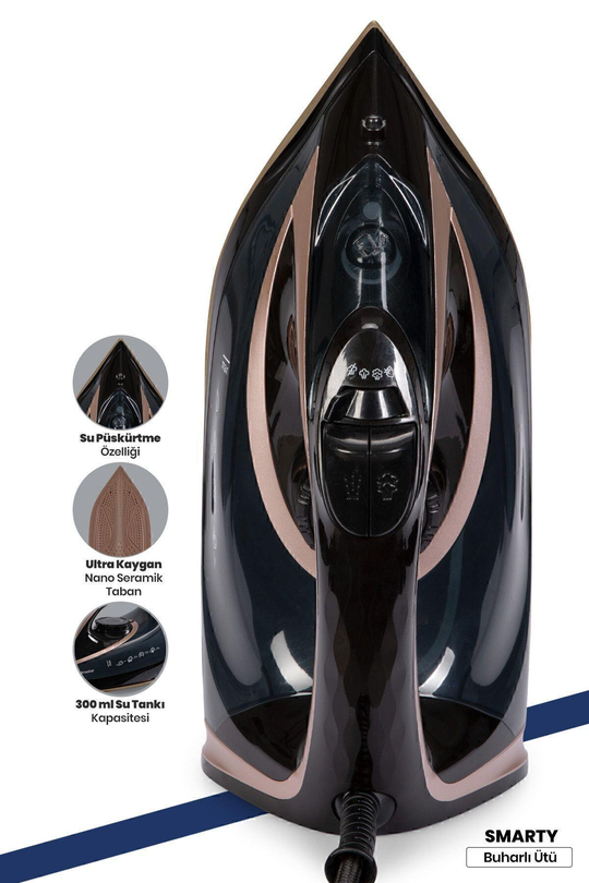 Smarty 2400 Watt Seramik Tabanlı 170 gr Etkili Şok Buharlı Ütü