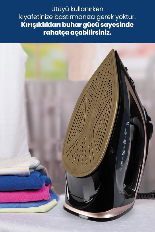 Smarty 2400 Watt Seramik Tabanlı 170 gr Etkili Şok Buharlı Ütü