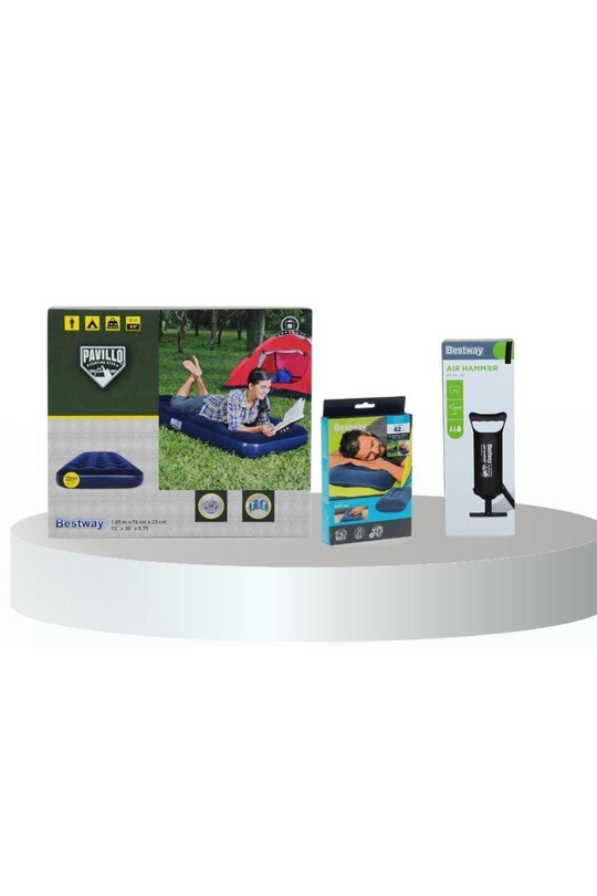 Tek Kişilik Tek Katlı Şişme Yatak,Şişme Yastık 185x76cm Full Set