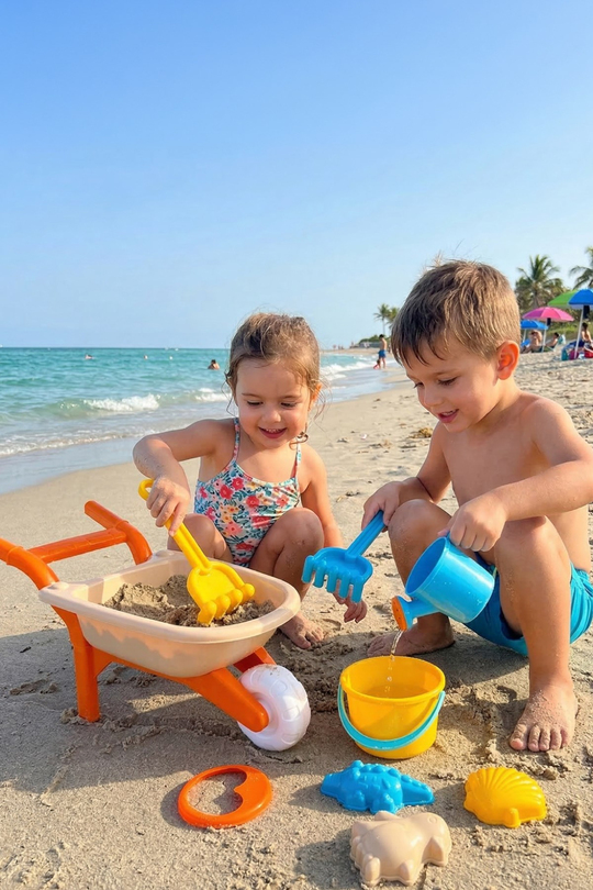Toys El Arabası Aksesuarlı Plaj Kum Kovası Oyun Seti